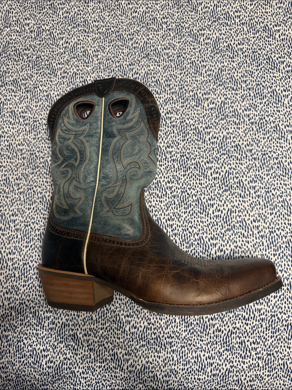 Ariat Brown Leather Boot with Teal Embossed Shaft